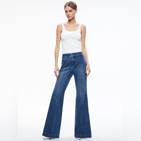 Alice + Olivia Dylan wide leg flare denim jeans 26 - Picture 6 of 16